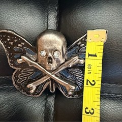 Gothic Skull Butterfly Belt Buckle Rhinestone Eyes Dark Grunge 3.5&Prime;x2.5&Prime; Punk