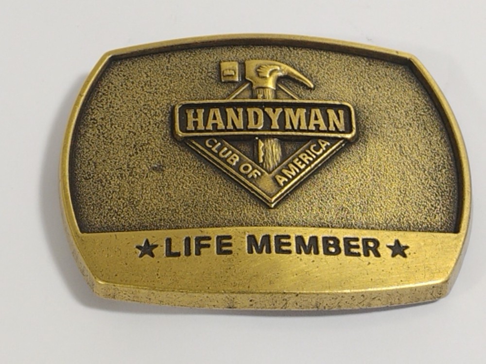 Handyman Club Of America Life Member Vintage Brass Belt Buckle