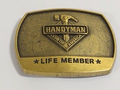 Handyman Club Of America Life Member Vintage Brass Belt Buckle