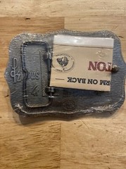 Hesston Vintage Rodeo Belt Buckle 1986 METAL Original Wrap National Finals NFR