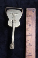 Vntg 1970s Solid Brass Acoustic Guitar Belt Buckle Counry Rock Music Aminco #124