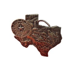 Bergamot Brass Works Belt Buckle Mens Silver Excellent 1976 Texas State Map