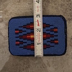 Vintage Hand Made Native American Tribal Leather Back Seed Bead Belt Buckle