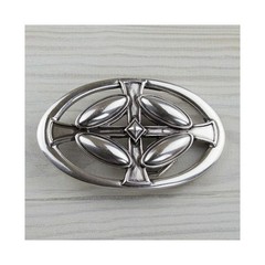 Oval Cross Belt Buckle in Antique Silver with Relief Shape in Gothic Style
