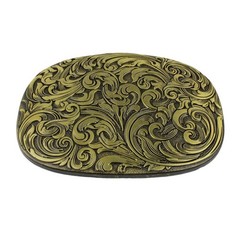 Western Cowboy Belt Buckle Carved Floral Ornate Design Antique Bronze 3 5/8 inch