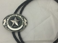 3 piece set Texas Seal Set: Belt Buckle, Bolo and Key Ring (Silver)