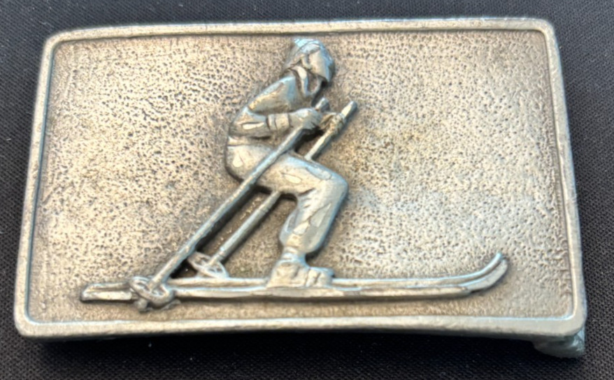 SKIER / SKIING, Pewter Belt Buckle