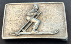 SKIER / SKIING, Pewter Belt Buckle