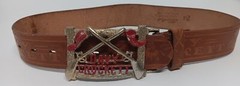 Antique Davy Crocket Leather Cowboy Belt with buckle. 24  » with tooled belt.