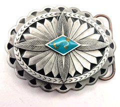 Vintage Siskiyou Pewter Belt Buckle 2.5&Prime; Southwestern Made In USA Stone Center
