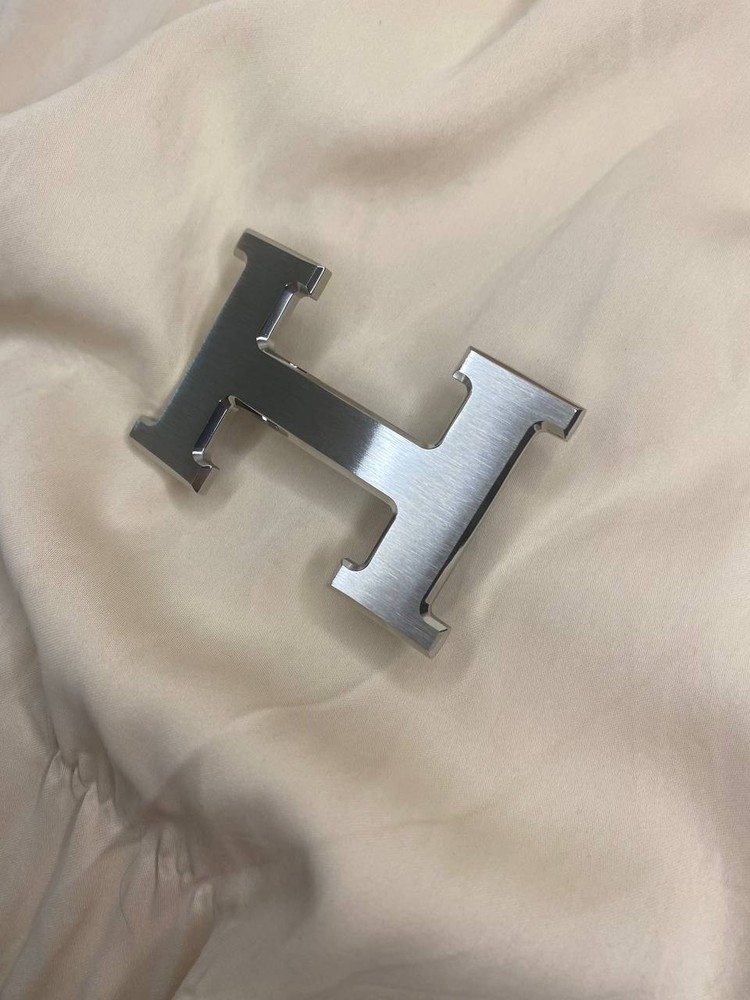 Silver H 40mm Belt Buckle 1.5` Logo Replacement Buckle Designer Style