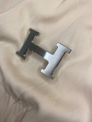 Silver H 40mm Belt Buckle 1.5` Logo Replacement Buckle Designer Style
