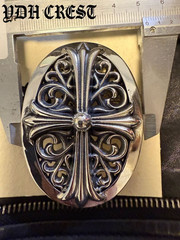 Gothic Cross Belt Buckle Silver Tone Ornate Oval Biker 4.1oz【CCKRO】