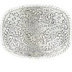 Nocona Men&rsquo;s Rectangle Silver Scroll Belt Buckle 37234