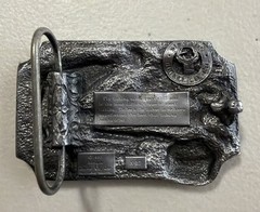 Siskiyou Belt Buckle Fisherman Fishing Angler Oregon X-27 1983 Mountains Pewter