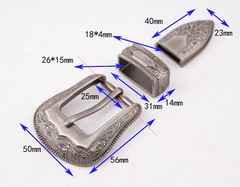 1 Inch Antique Western Cowboy Flower Engraved Leathercraft Belt Buckle 3 Pcs Set
