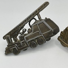 Lot Of 2 Brass Vintage Fire Truck Belt Buckles 1978 Baron Fireman Firefighter