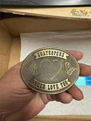 VINTAGE Goatropers Need Love Too Brass Belt Buckle