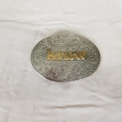Belt Buckle Silver Gold Excellent Western Floral Knew Oval engraved peg back