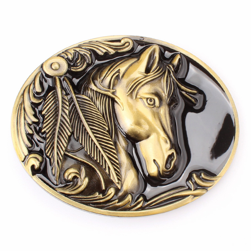 Horse Belt Buckle Western Cowboy Native American Motorcyclist (HRS-09-G)