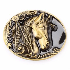 Horse Belt Buckle Western Cowboy Native American Motorcyclist (HRS-09-G)