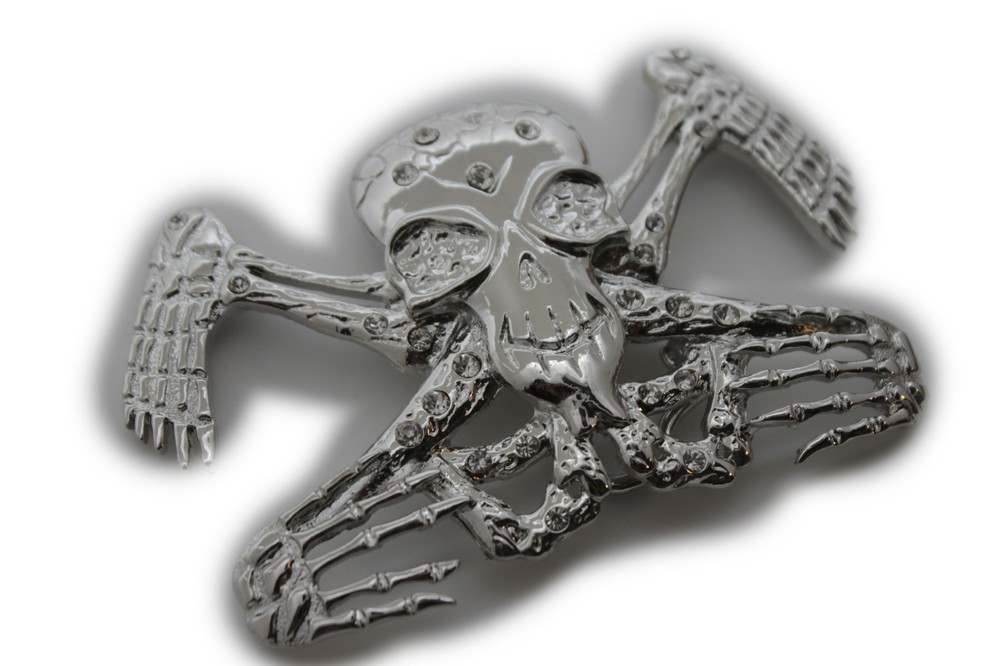 Men Women Silver Metal Belt Buckle Skull Skeleton Broken Body UFO Trucker Biker