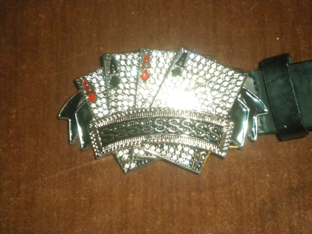 NEW FASHION SILVER BUCKLE WITH CARDS AND CLEAR STONES ONLY BUCKLE