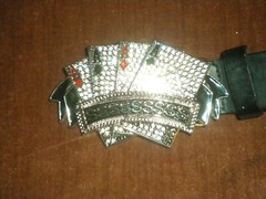 NEW FASHION SILVER BUCKLE WITH CARDS AND CLEAR STONES ONLY BUCKLE