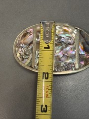 Vintage Mexican Silver Tone Abalone Inlay Belt Buckle B15