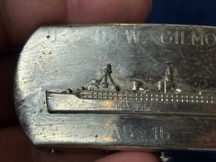 Vtg Naval USS HW Gilmore AS-16 Belt Buckle Fulton-Class Submarine Tender Japan