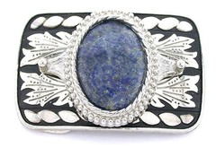 Natural Lapis Lazuli 40×30 Oval Cabochon Gemstone Silver Color Belt Buckle PB8