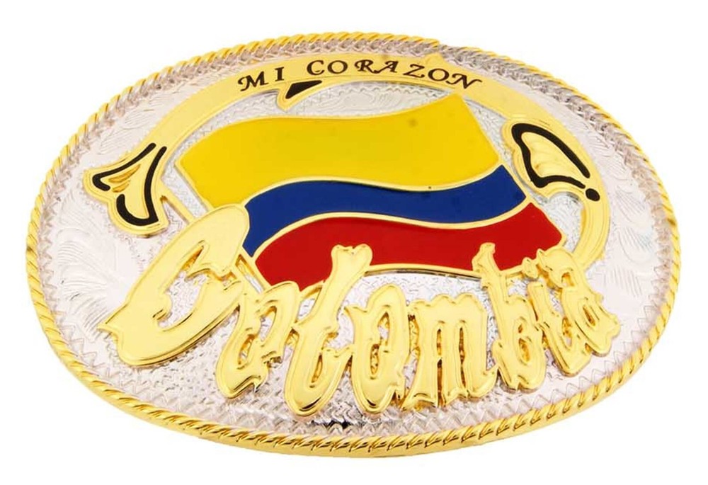 Colombia Flag Belt Buckle Colombian Colombianos Men Women Gift Gold Silver Metal