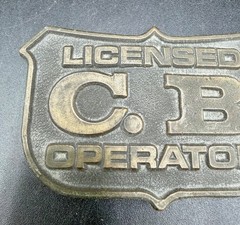 Vintage 1976 Oden Leather Design Brass CB Operator Belt Buckle Trucker Western