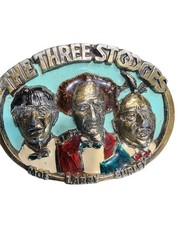 Three Stooges Vintage Enamel Metal Belt Buckle, Men&rsquo;s, Fits 1.5 in Belt