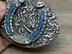 Enchantment 2002 Turquoise Horseshoe Belt Buckle Made In USA