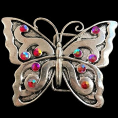 Red Stones Rhinestone Butterfly Butterflies Insect Belt Buckle Buckles