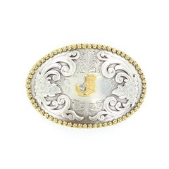 Nocona Antique Scroll & Initial Oval Belt Buckle 37072
