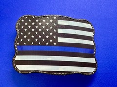 USA Flag Stars Striped with Blue Line Belt Buckle Card Holder Wallet / Stash box