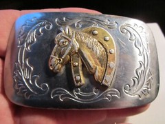 VINTAGE HORSE AND HORSE SHOE THEME BELT BUCKLE – GW-9