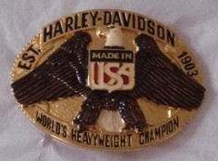 New Vtg. Harley Davidson Belt Buckle Raintree – Heavyweight Champ