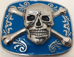 Jolly Roger Pirate Flag Belt Buckle Crossbones Skulls