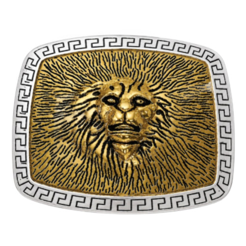 Lion Head Leo The King Gold Golden Fire Belt Buckle Boucle De Ceinture
