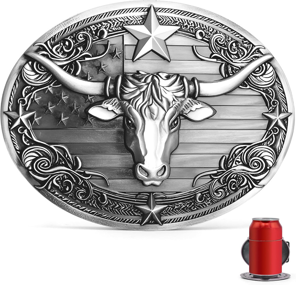 Western Belt Buckle Men: Big Belt Buckles Beer Holder Man| Western Cowboy Large