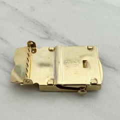 Vanguard Vintage Military Web Clamp Belt Buckle Gold Tone Made in USA Signed