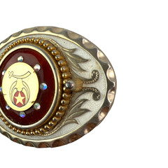 Vintage Masonic Shriners Orange Gold Tone Bling 3D Metal Belt Buckle