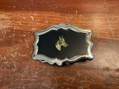 Vintage Horse Belt Buckle Silver and Black