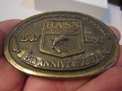 1992 BASS ANGLERS SPORTSMAN SOCIETY BELT BUCKLE – 25TH ANNIV SOLID BRASS – GW-15