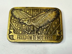 Freedom is Not Free Flying Eagle Stars Stripes Patriot 2014 Sponsor Belt Buckle