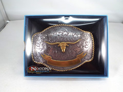 Nocona Western LONGHORN Bull Skull 1.5&Prime; Engravable Belt Buckle / Cowboy / Rodeo