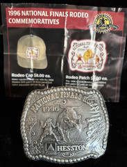 Hesston NFR 1996 Commemorative Belt Buckle New in Shrinkwrap Award Design Medals